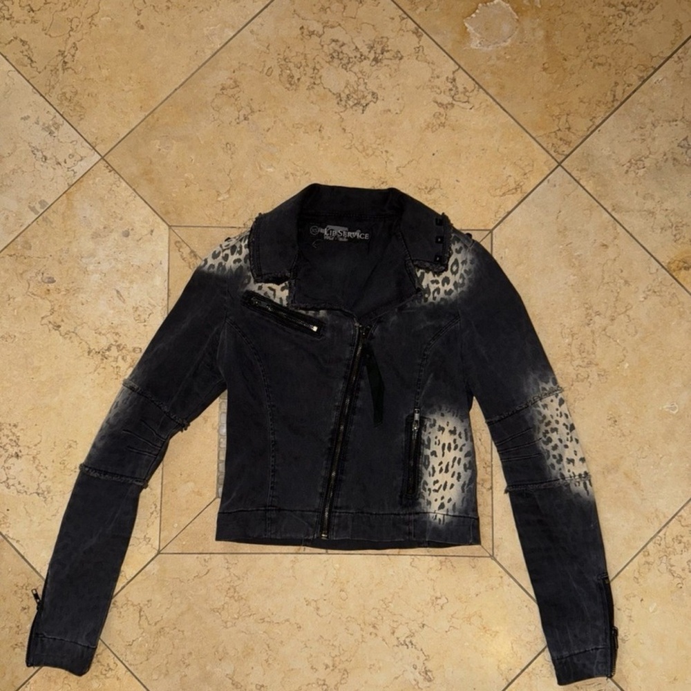 Vintage Lip Service distressed soft denim animal print jacket - Picture 4 of 12